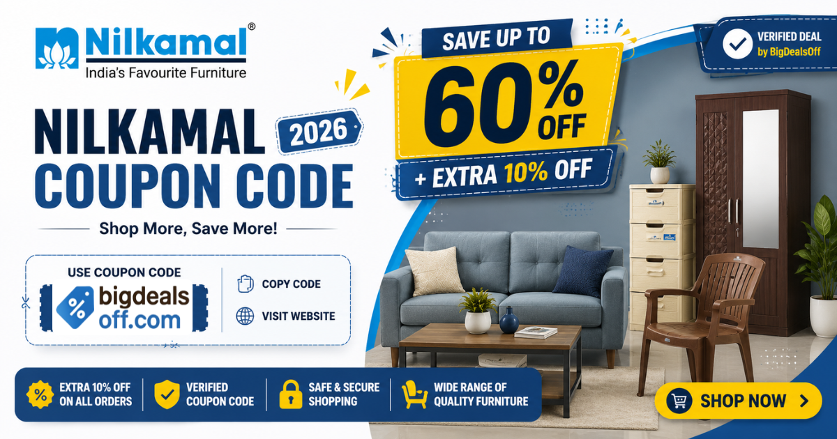 Nilkamal Coupon Code 2026 furniture and storage offer on BigDealsOff
