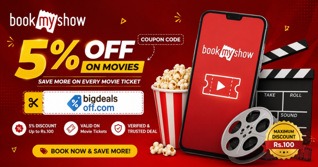 BookMyShow 5% Off Coupon Code for movie ticket booking discounts