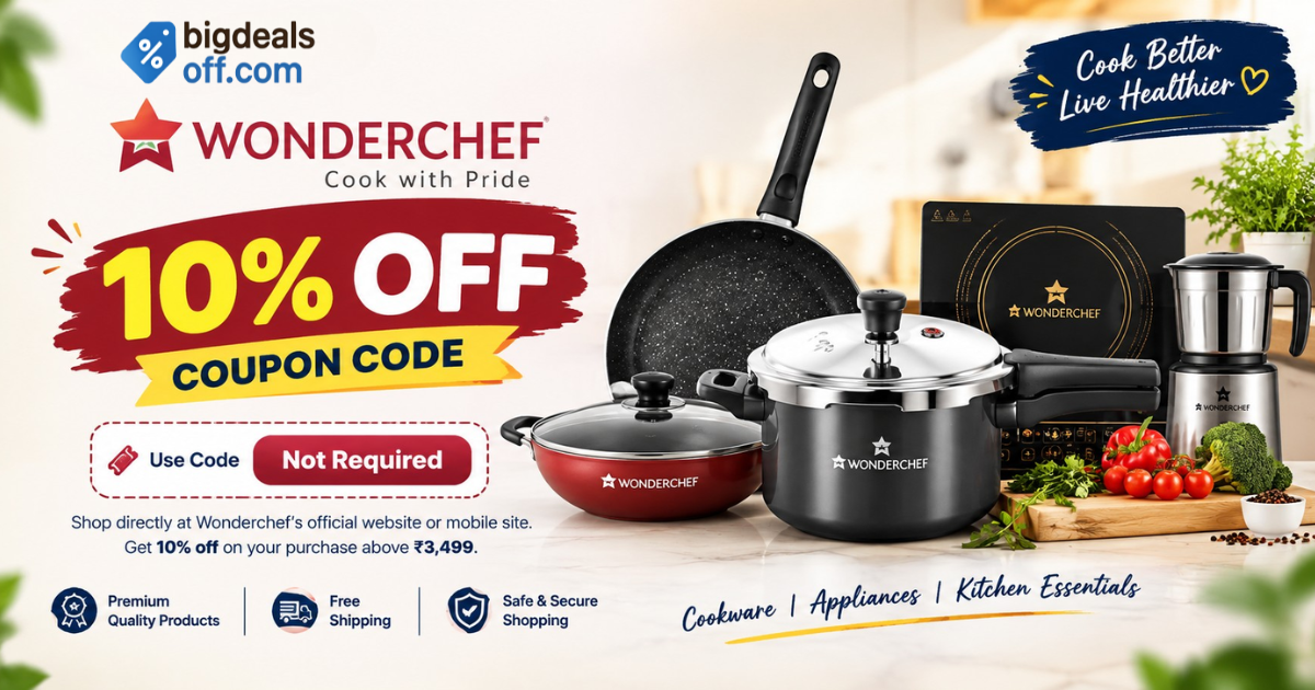 Wonderchef 10% Off Coupon Code deal on BigDealsOff